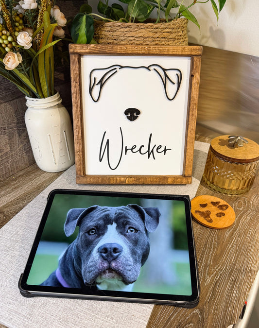 Custom Dog Ear Outline Sign - Modern Pet Line Art