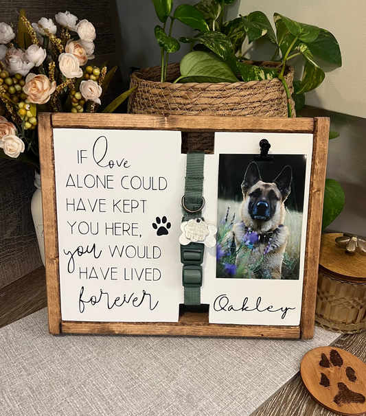 If Love Alone - Pet Memorial With Dog Collar Holder + Photo Clip