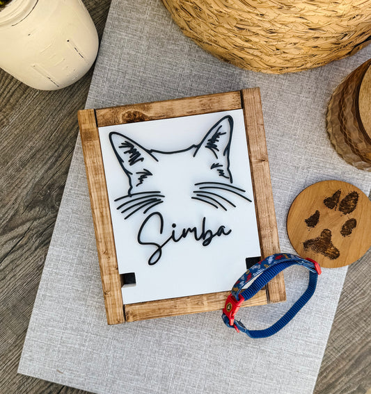 Custom Cat Ear Art - Modern Line Art Collar Holder
