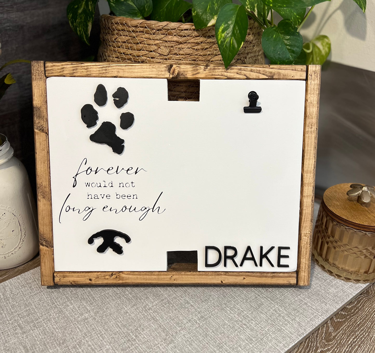 Memorial Keepsake With Custom Pet Nose and Paw Prints
