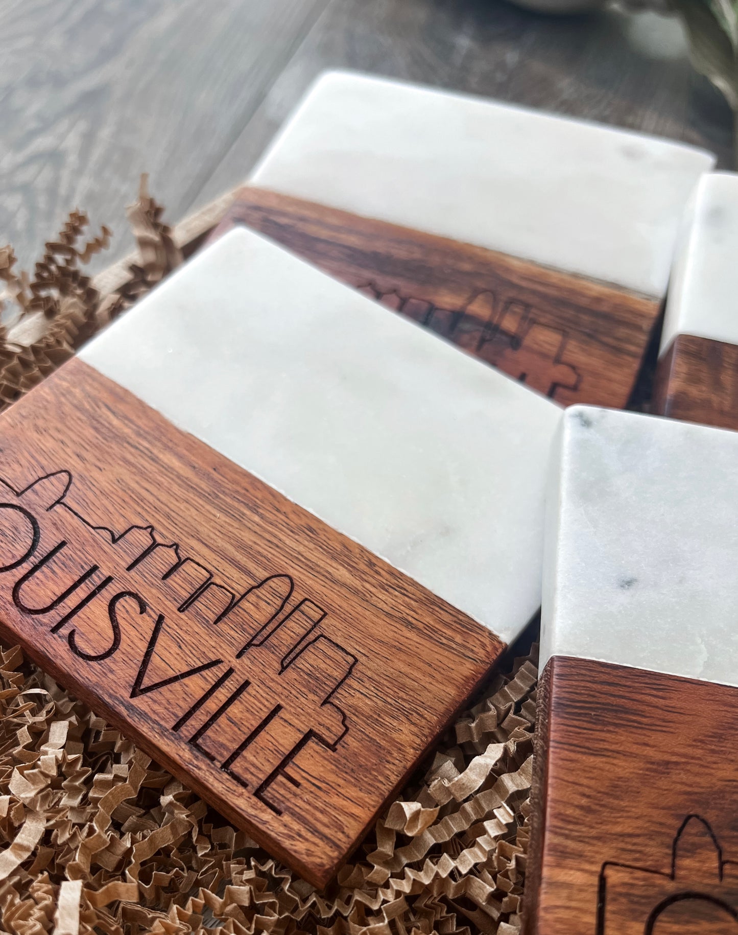 Engraved "Louisville Skyline" Coasters - Set of 4