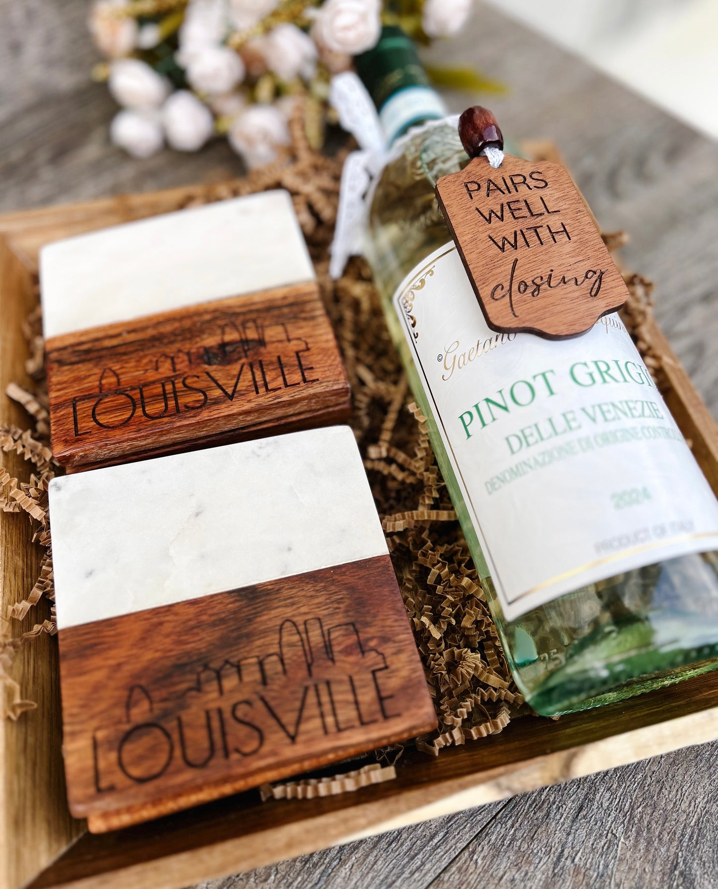 Engraved "Louisville Skyline" Coasters - Set of 4