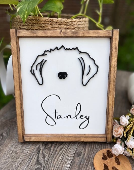 Custom Dog Ear Outline Sign - Modern Pet Line Art