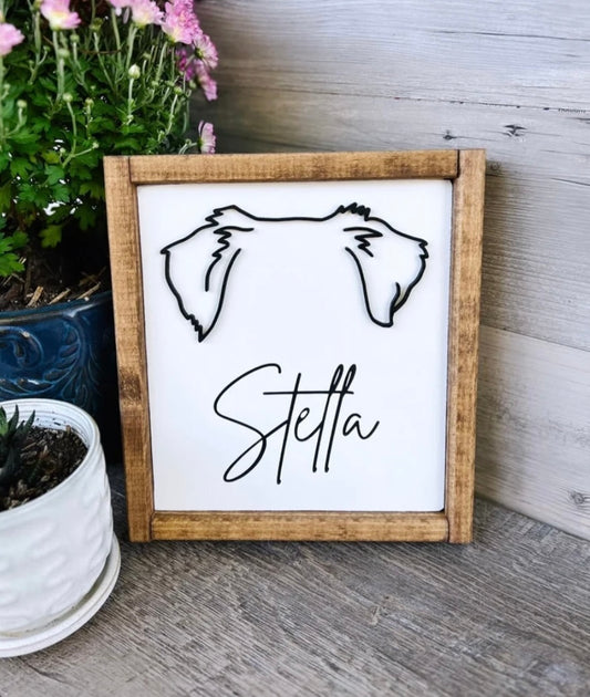 Custom Dog Ear Outline Sign - Modern Pet Line Art