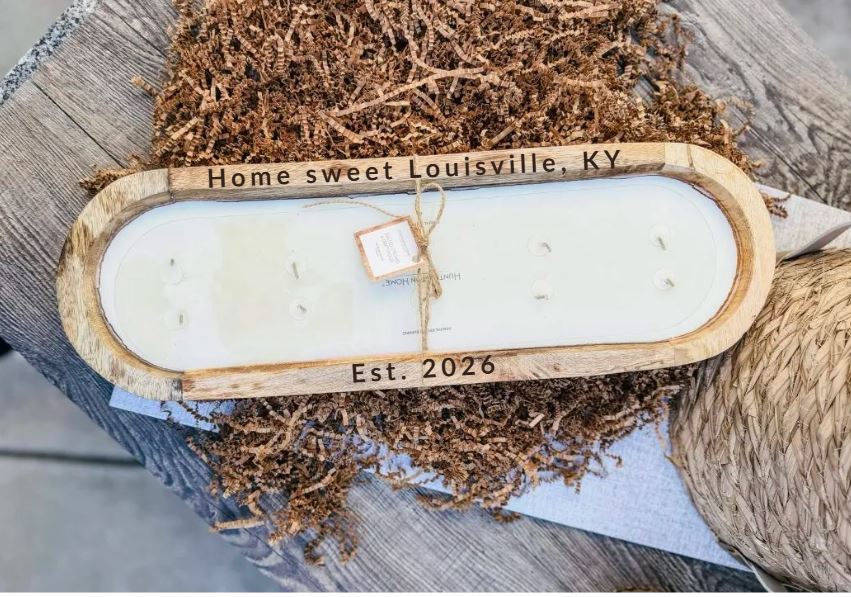 Custom Engraved Dough Bowl Candle