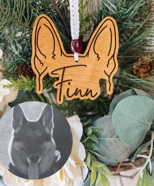 Dog Ear Outline Christmas Ornaments