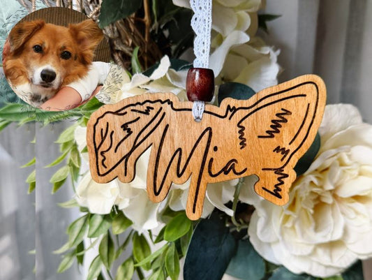 Dog Ear Outline Christmas Ornaments