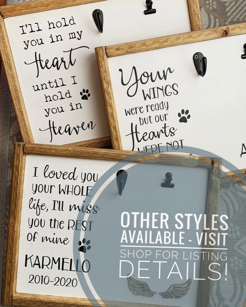 Pet Memorial Gift | Dog Loss Sympathy Frame | Custom Cat Remembrance Sign |  No Longer By Our Side Forever In Our Hearts | Pet Keepsake